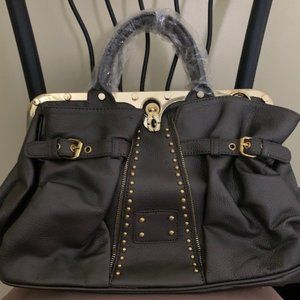 Gray and Gold bejeweled handbag